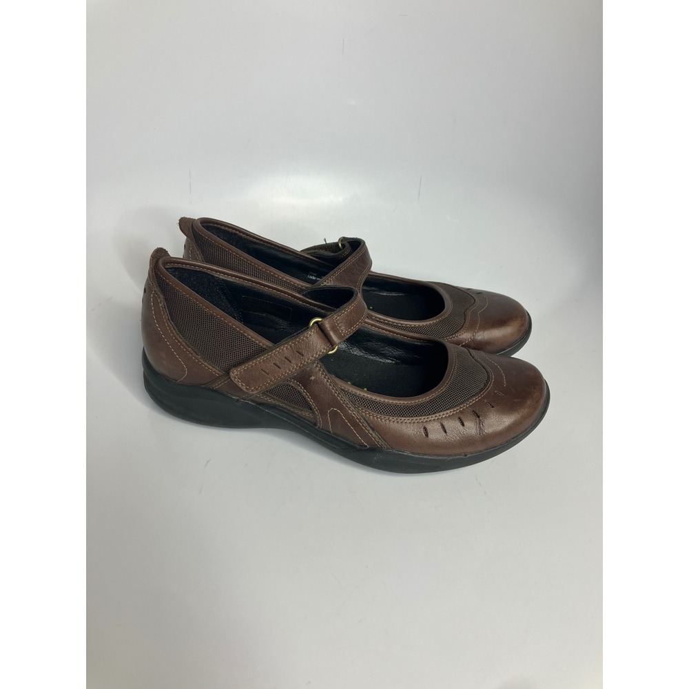 Clarks Wave Mary Jane Women 9M Brown Excellent Leather Comfort Walking Shoes